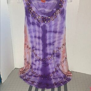 Purple and Pink Embellished Mini Dress